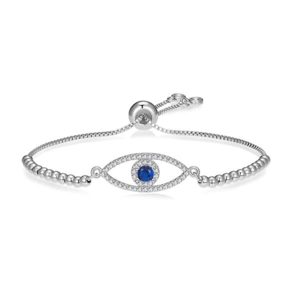 Guardian Gaze: 18K Gold Plated Silver Evil Eye Bracelet